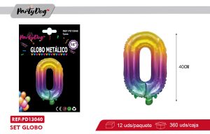 GLOBO METALICO ARCOIRIS NUMEROSA 16″  0