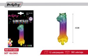 GLOBO METALICO ARCOIRIS NUMEROSA 16″  1
