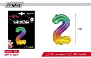 GLOBO METALICO ARCOIRIS NUMEROSA 16″  2