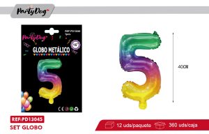 GLOBO METALICO ARCOIRIS NUMEROSA 16″  5