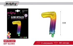 GLOBO METALICO ARCOIRIS NUMEROSA 16″  7