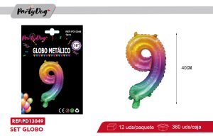 GLOBO METALICO ARCOIRIS NUMEROSA 16″  9