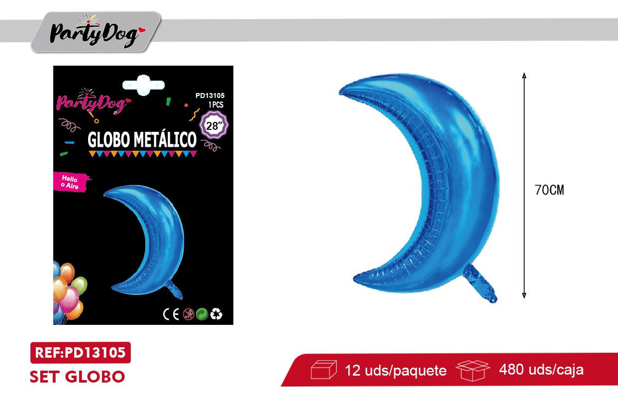 GLOBO METALICA LUNA 70CM AZUL