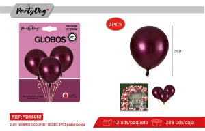 GLOBOS DOBLE CAPAS FUCSIA ROJO R10 25CM 3PCS