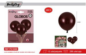GLOBOS DOBLE CAPAS VINO ROJO R10 25CM 3PCS