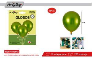 GLOBOS DOBLE CAPAS VERDE CLARO R10 25CM 3PCS