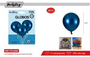 GLOBOS DOBLE CAPAS AZUL R10 25CM 3PCS
