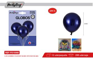 GLOBOS DOBLE CAPAS AZUL OSCURO R10 25CM 3PCS