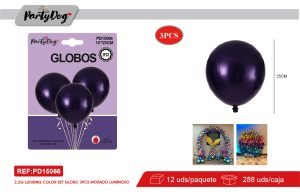 GLOBOS DOBLE CAPAS MORADO OSCURO R10 25CM 3PCS
