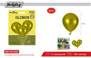 GLOBOS DOBLE CAPAS DORADO CLARO R10 25CM 3PCS