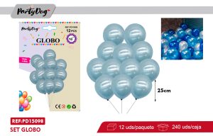 GLOBOS DE LATEX PERLADOS CELESTE BRILLANTE R10 23CM 12PCS