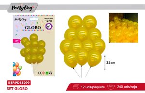 GLOBOS DE LATEX PERLADOS AMARILLO BRILLANTE R10 23CM 12PCS