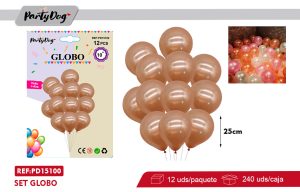 GLOBOS DE LATEX PERLADOS ORO ROSA BRILLANTE R10 23CM 12PCS