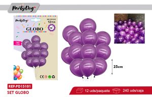 GLOBOS DE LATEX PERLADOS MORADO BRILLANTE R10 23CM 12PCS