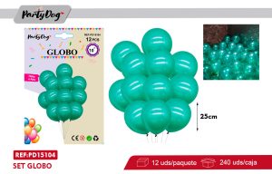 GLOBOS DE LATEX PERLADOS VERDE BRILLANTE R10 23CM 12PCS
