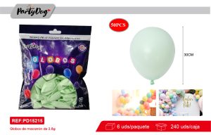 GLOBOS LATEX PASTEL R12 30CM 50PCS VERDE
