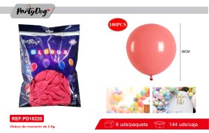GLOBOS LATEX PASTEL R12 30CM 100PCS ROJO
