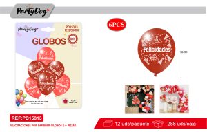 SET DE GLOBOS LATEX FELICIDADES 30CM 6PCS