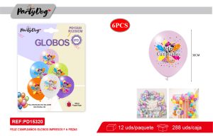 SET DE GLOBOS LATEX FELIZ CUMPLEAÑOS 30CM 6PCS