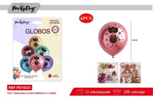 SET DE GLOBOS LATEX FELIZ CUMPLEAÑOS 30CM 6PCS