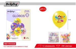 SET DE GLOBOS LATEX FELIZ CUMPLEAÑOS 30CM 6PCS