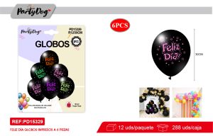 SET DE GLOBOS LATEX FELIZ DIA 30CM 6PCS