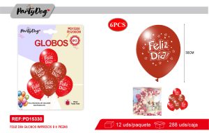SET DE GLOBOS LATEX FELIZ DIA 30CM 6PCS