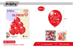 SET DE GLOBOS LATEX FELIZ DIA 30CM 6PCS