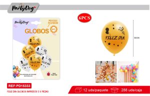 SET DE GLOBOS LATEX FELIZ DIA 30CM 6PCS