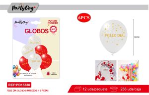 SET DE GLOBOS LATEX FELIZ DIA 30CM 6PCS
