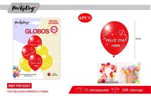 SET DE GLOBOS LATEX FELIZ DIA 30CM 6PCS