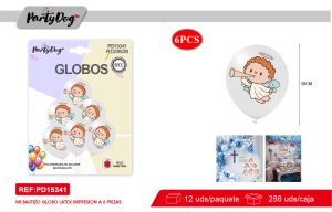 SET DE GLOBOS LATEX BAUTIZO 30CM 6PCS