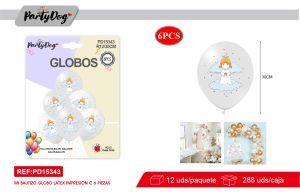 SET DE GLOBOS LATEX BAUTIZO 30CM 6PCS