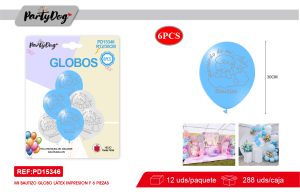 SET DE GLOBOS LATEX BAUTIZO 30CM 6PCS