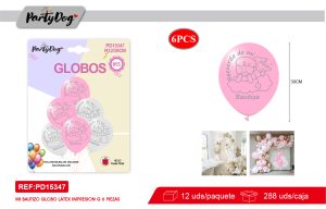 SET DE GLOBOS LATEX BAUTIZA 30CM 6PCS