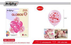 SET DE GLOBOS LATEX TE AMO 30CM 6PCS