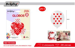 SET DE GLOBOS LATEX CORAZON 30CM 6PCS