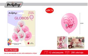 SET DE GLOBOS LATEX TE AMO 30CM 6PCS