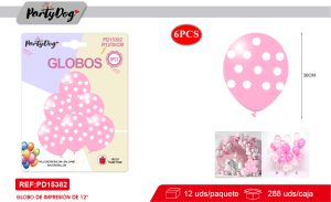 SET DE GLOBOS LATEX PUNTO ROSADO 30CM 6PCS