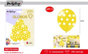 SET DE GLOBOS LATEX PUNTO AMARILLO 30CM 6PCS