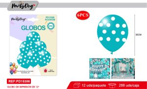 SET DE GLOBOS LATEX PUNTO TURQUESA 30CM 6PCS