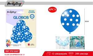 SET DE GLOBOS LATEX PUNTO AZUL 30CM 6PCS