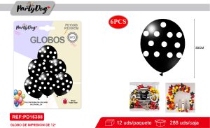 SET DE GLOBOS LATEX PUNTO NEGRO 30CM 6PCS
