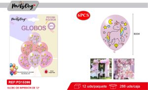 SET DE GLOBOS LATEX UNICORNIO 30CM 6PCS