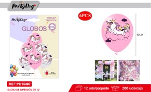 SET DE GLOBOS LATEX UNICORNIO 30CM 6PCS