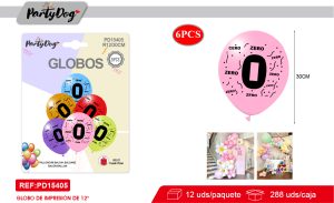 SET DE GLOBOS LATEX NUMEROSA 0 30CM 6PCS
