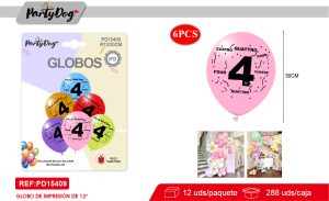 SET DE GLOBOS LATEX NUMEROSA 4 30CM 6PCS