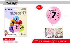 SET DE GLOBOS LATEX NUMEROSA 7 30CM 6PCS