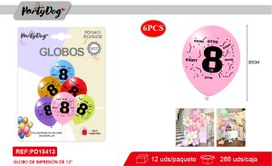 SET DE GLOBOS LATEX NUMEROSA 8 30CM 6PCS