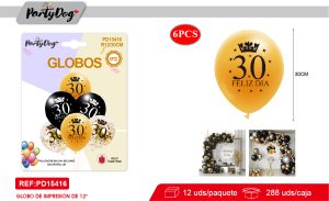 SET DE GLOBOS LATEX 30 AÑOS 30CM 6PCS